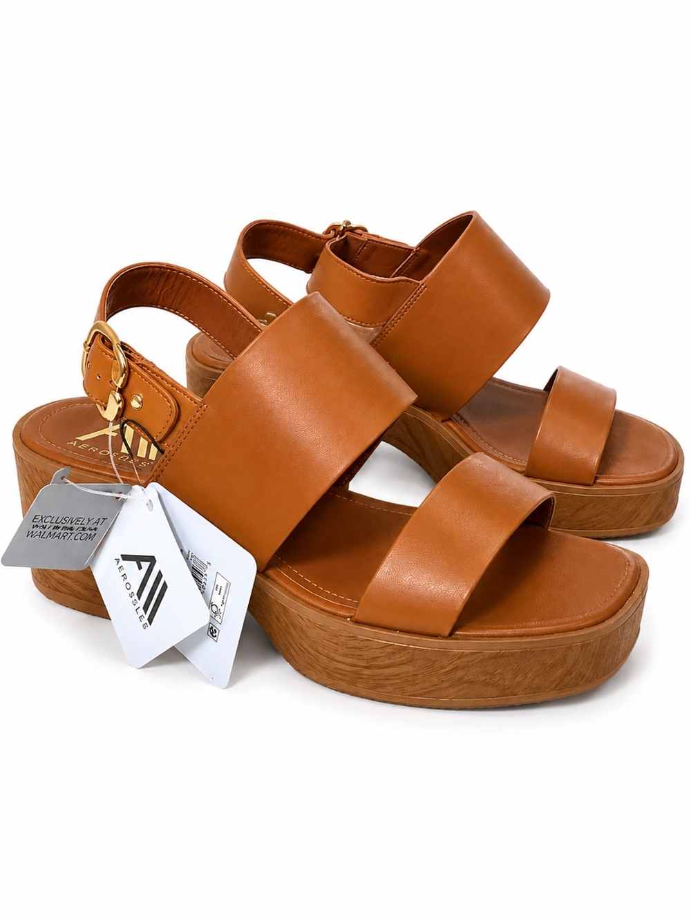 AEROSOLES Cognac Double-Strap Platform Sandal